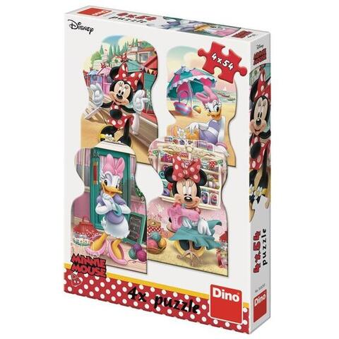 Dino Puzzle 4 in 1 - Minnie si Daisy in vacanta (4 x 54 piese)