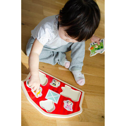 Barbo Toys Puzzle din lemn - Casuta animalutelor