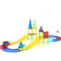 MAGPLAYER Set de constructie magnetic 3D - Circuit masinute (45 piese)