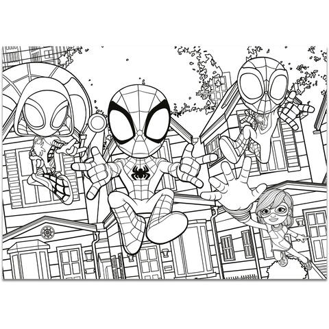 LISCIANI Puzzle de colorat maxi - Paienjenelul Marvel si prietenii lui uimitori (4 x 48 de piese)
