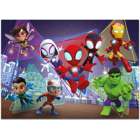 LISCIANI Puzzle de colorat maxi - Paienjenelul Marvel si prietenii lui uimitori (4 x 48 de piese)