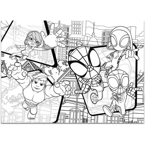 LISCIANI Puzzle de colorat maxi - Paienjenelul Marvel si prietenii lui uimitori (4 x 48 de piese)