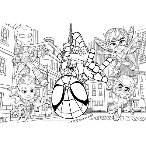 LISCIANI Puzzle de colorat maxi - Paienjenelul Marvel si prietenii lui uimitori (2 x 24 de piese)