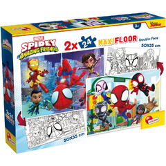 Puzzle de colorat maxi - Paienjenelul Marvel si prietenii lui uimitori (2 x 24 de piese)