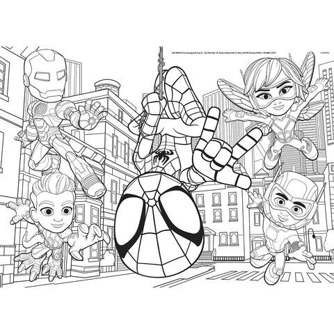 LISCIANI Puzzle de colorat - Paienjenelul Marvel si prietenii lui uimitori (48 de piese)