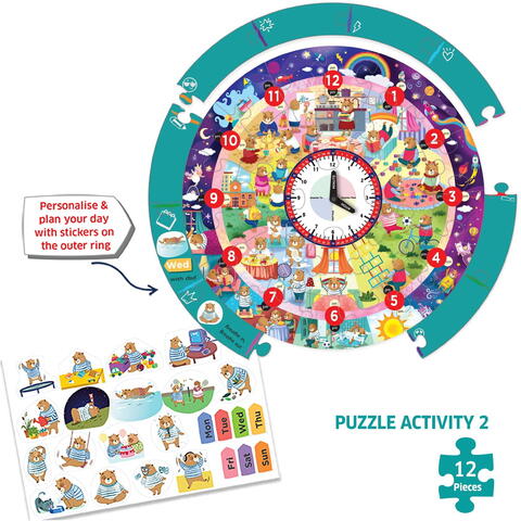 Chalk and Chuckles Puzzle - Invatam ceasul cu ursuletul