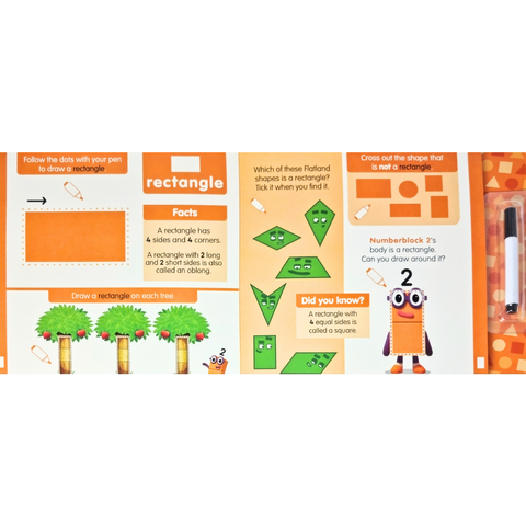 Carticica Scriu si sterg  Numberblocks - Forme geometrice