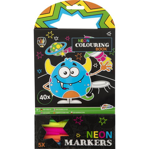Grafix Carte de colorat cu carioci neon - Monstrulet