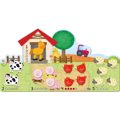 Galt Puzzle - Numaram animalele de la ferma ( 6 piese)