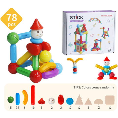 MAGPLAYER Set de constructie magnetic - STICK (78 piese)