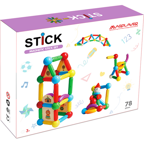 MAGPLAYER Set de constructie magnetic - STICK (78 piese)