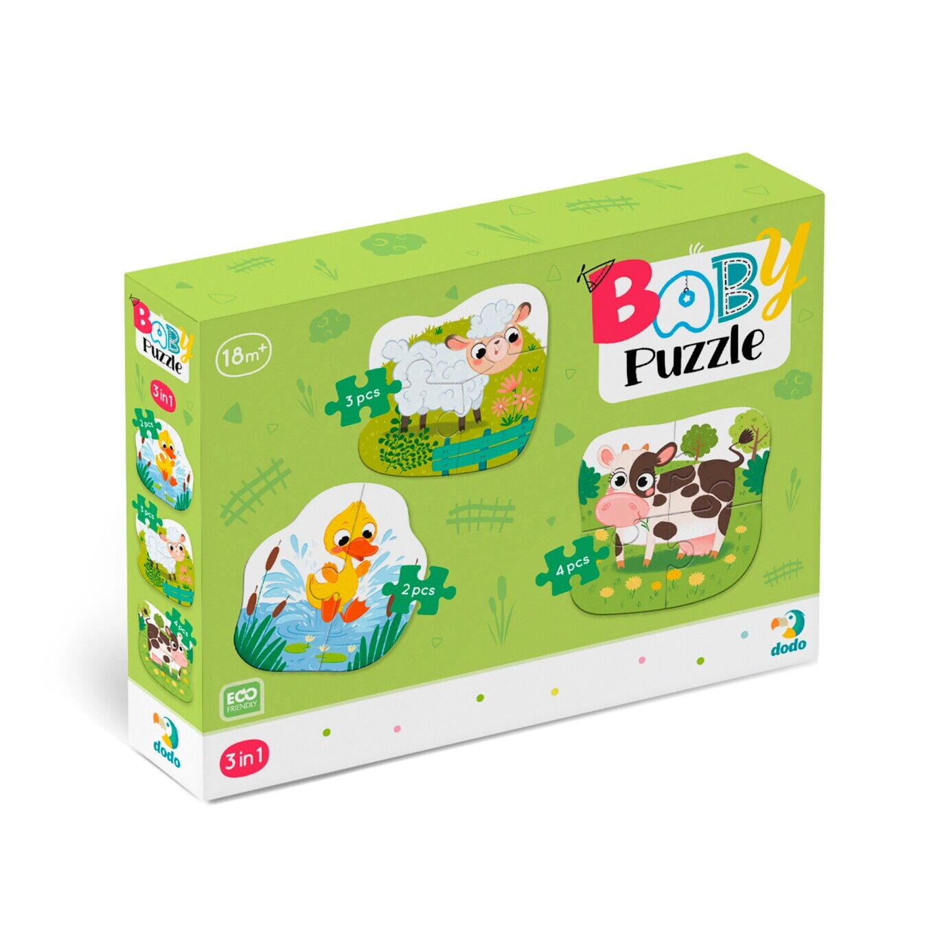 JOCURI - Puzzle 3 in 1  - Animalutele de la ferma (2,3,4 piese)