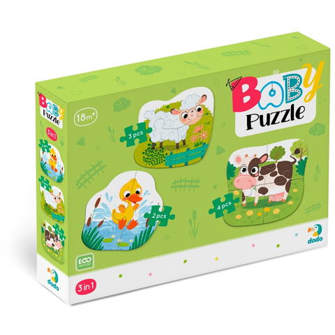 Dodo Puzzle 3 in 1  - Animalutele de la ferma (2,3,4 piese)