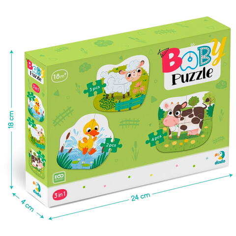 Dodo Puzzle 3 in 1  - Animalutele de la ferma (2,3,4 piese)