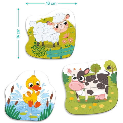 Dodo Puzzle 3 in 1  - Animalutele de la ferma (2,3,4 piese)