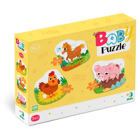 Dodo Puzzle 3 in 1 - O zi la ferma (2,3,4 piese)