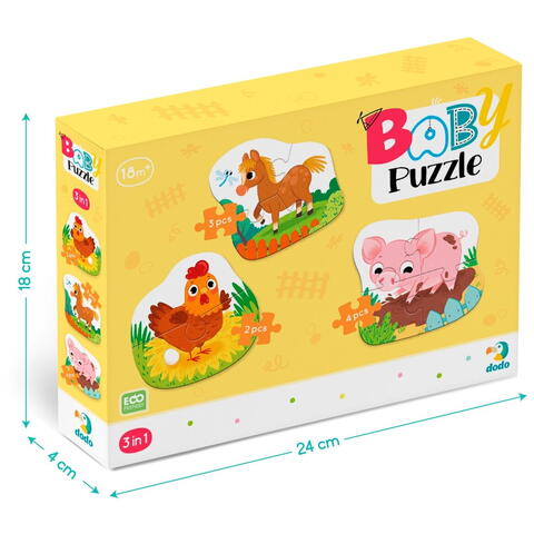 Dodo Puzzle 3 in 1 - O zi la ferma (2,3,4 piese)