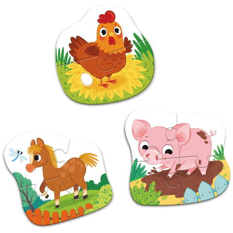 Dodo Puzzle 3 in 1 - O zi la ferma (2,3,4 piese)