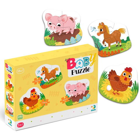 Dodo Puzzle 3 in 1 - O zi la ferma (2,3,4 piese)