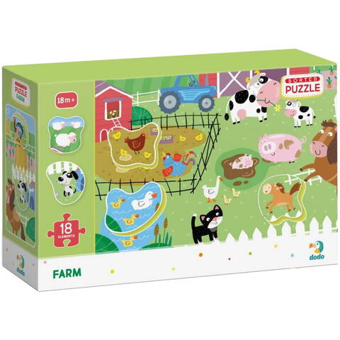 Dodo Puzzle cu surprize - La ferma (18 piese)