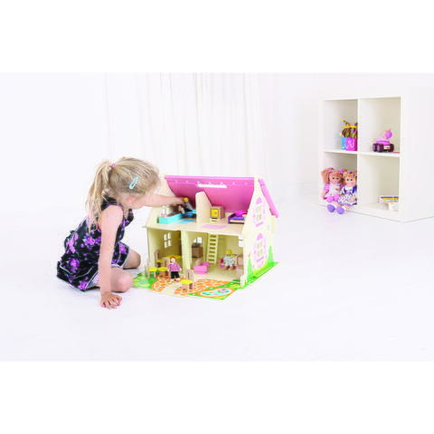 BIGJIGS Toys Casuta din lemn pentru papusi - Flowers - RESIGILAT