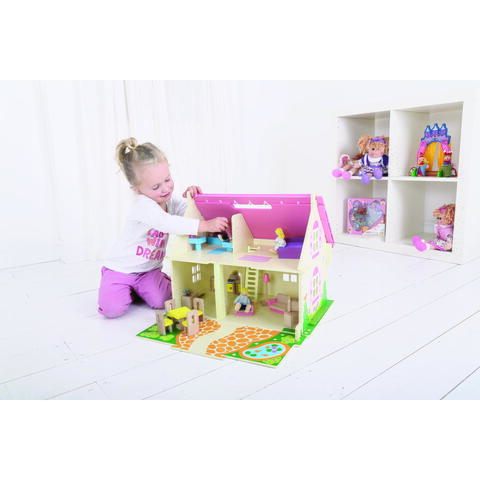 BIGJIGS Toys Casuta din lemn pentru papusi - Flowers - RESIGILAT