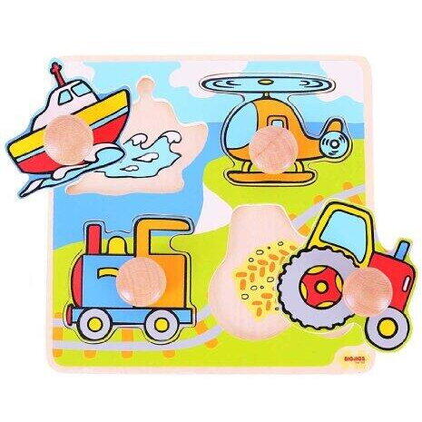 BIGJIGS Toys Primul meu puzzle - 4 mijloace de transport - RESIGILAT