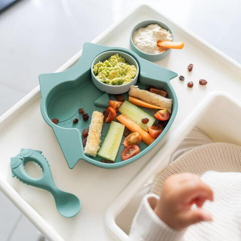 TIDY TOT Farfurie diversificare din silicon - Bufnita