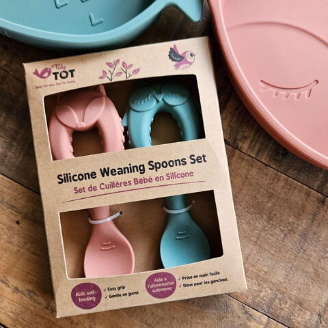 TIDY TOT Set lingurite din silicon - Bufnita & vulpita