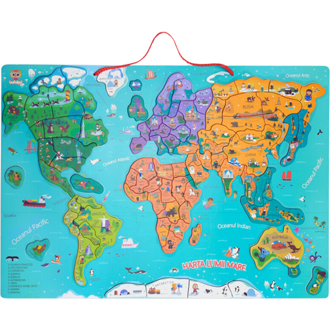 Bufnitel Harta lumii mare - puzzle magnetic (lb.romana) - RESIGILAT