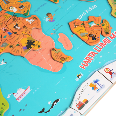 Bufnitel Harta lumii mare - puzzle magnetic (lb.romana) - RESIGILAT