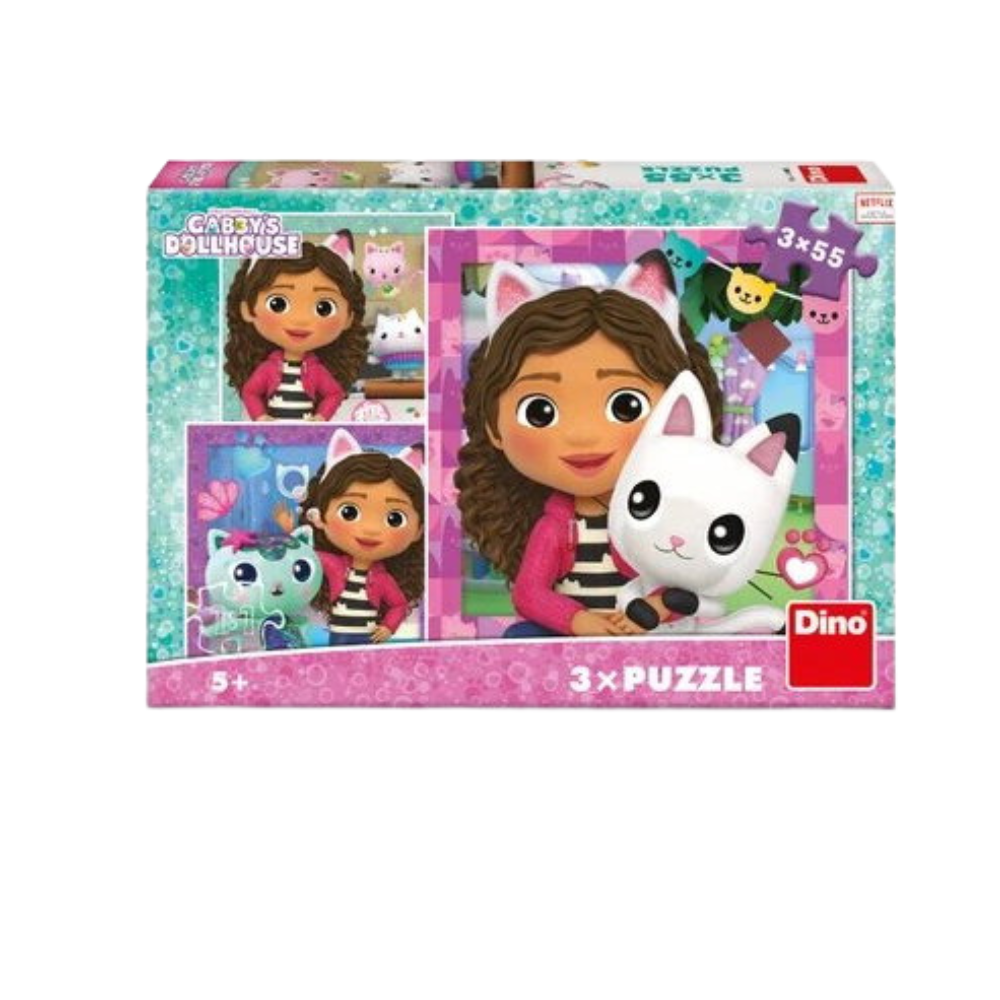 Puzzle-uri clasice - Puzzle 3 in 1 - Gabby si prietenii ( 3 x 55 piese)