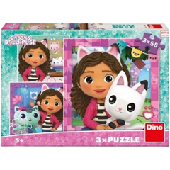 Puzzle 3 in 1 - Gabby si prietenii ( 3 x 55 piese)