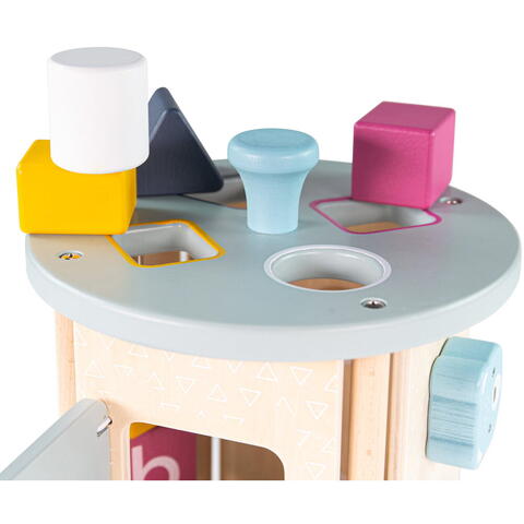BIGJIGS Toys Cilindru din lemn cu activitati (pastel)