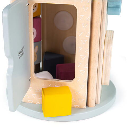 BIGJIGS Toys Cilindru din lemn cu activitati (pastel)