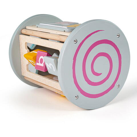 BIGJIGS Toys Cilindru din lemn cu activitati (pastel)