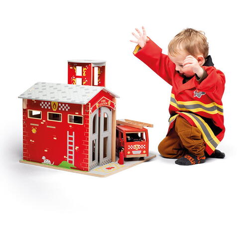 BIGJIGS Toys Set costum si accesorii pompier pentru copii