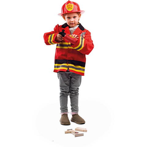 BIGJIGS Toys Set costum si accesorii pompier pentru copii