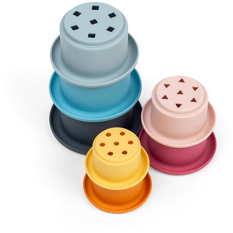 BIGJIGS Toys Set cupe de stivuit din silicon