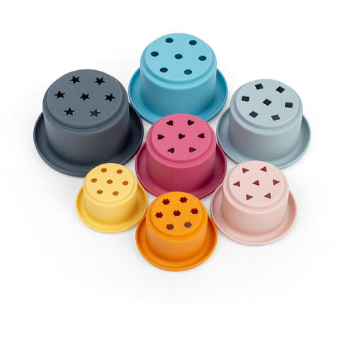 BIGJIGS Toys Set cupe de stivuit din silicon