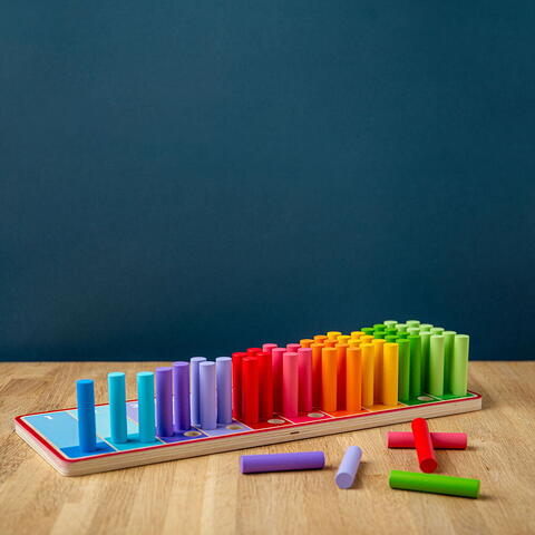 BIGJIGS Toys Set betisoare din lemn pentru numarat - Curcubeu