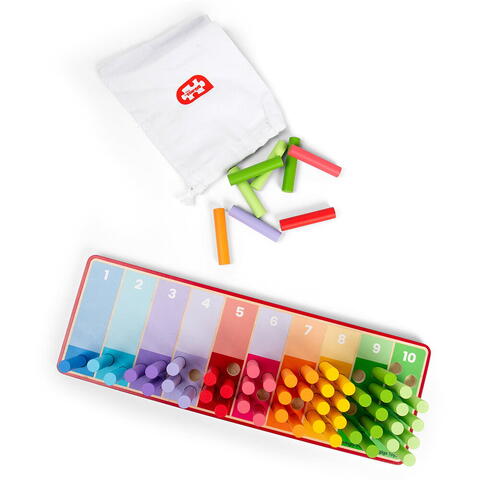 BIGJIGS Toys Set betisoare din lemn pentru numarat - Curcubeu
