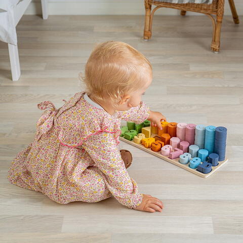 BIGJIGS Toys Numaratoare cu discuri si forme geometrice