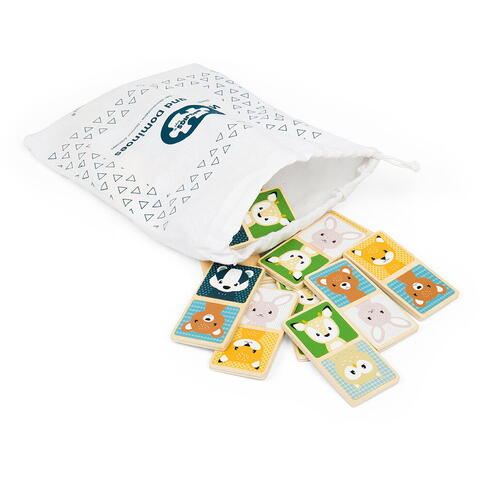 BIGJIGS Toys Domino din lemn - Animalute din padure (pastel)