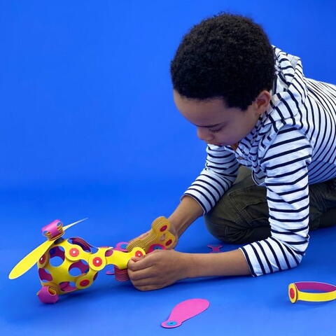 Clixo® joc magnetic de construit - Crew Roz & Galben (30 piese)