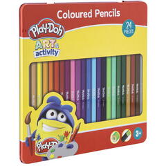 Play-Doh Set 24 creioane colorate in cutie metalica