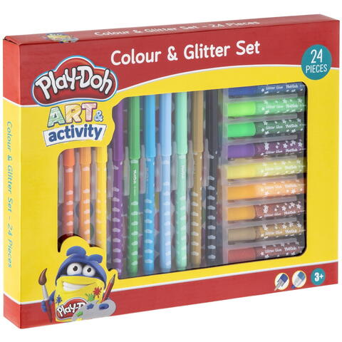 Play-Doh Set carioci si lipici cu sclipici