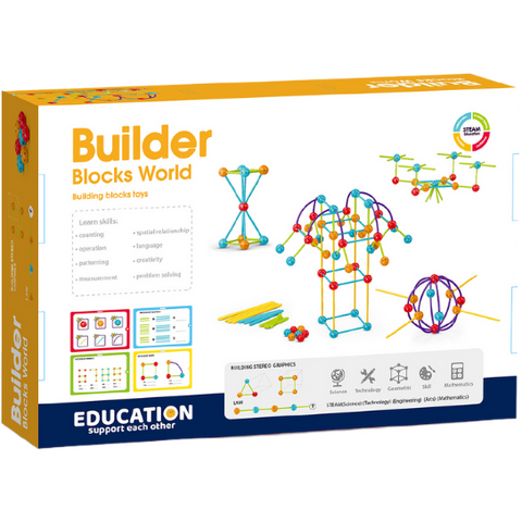 Bufnitel Set de constructie STEAM - Forme 3D ( 140 piese)