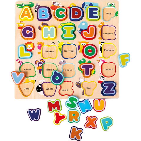 BINO Puzzle din lemn cu alfabet si animale