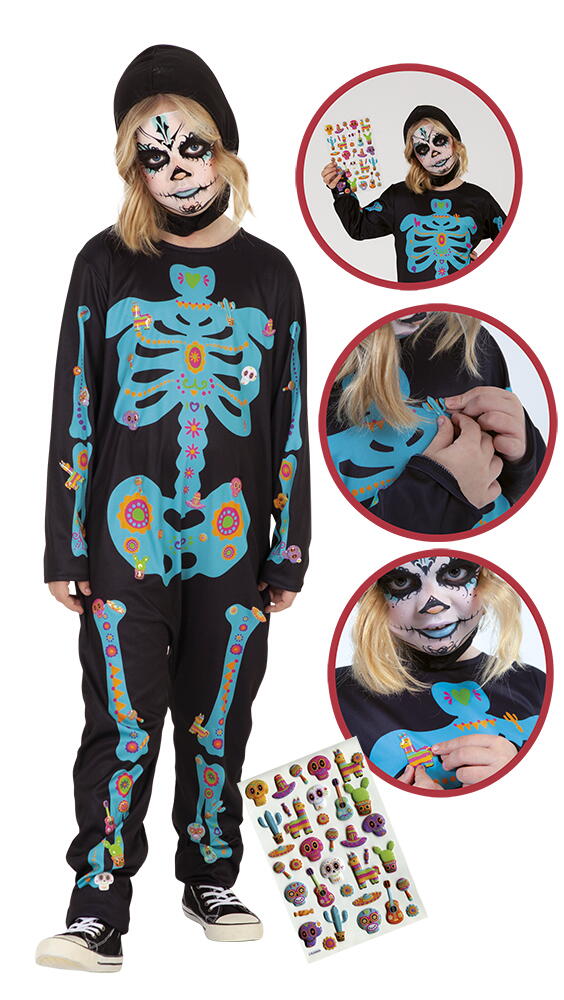 Jucarii de rol - Costum de carnaval cu autocolante - Schelet infricosator